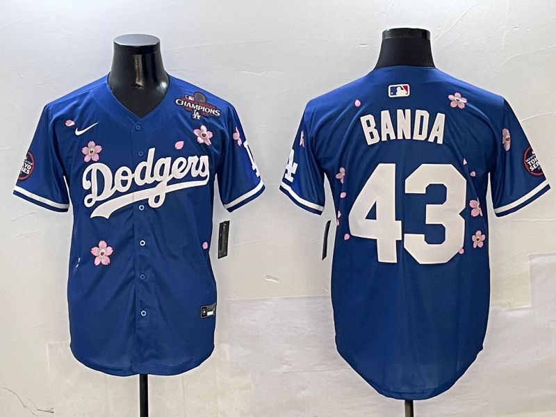 Men Los Angeles Dodgers 43 Banda Blue Sakura Edition 2025 Nike MLB Jersey style 5